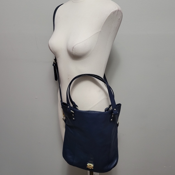 Tommy Hilfiger blue leather tote crossbody 12½x15